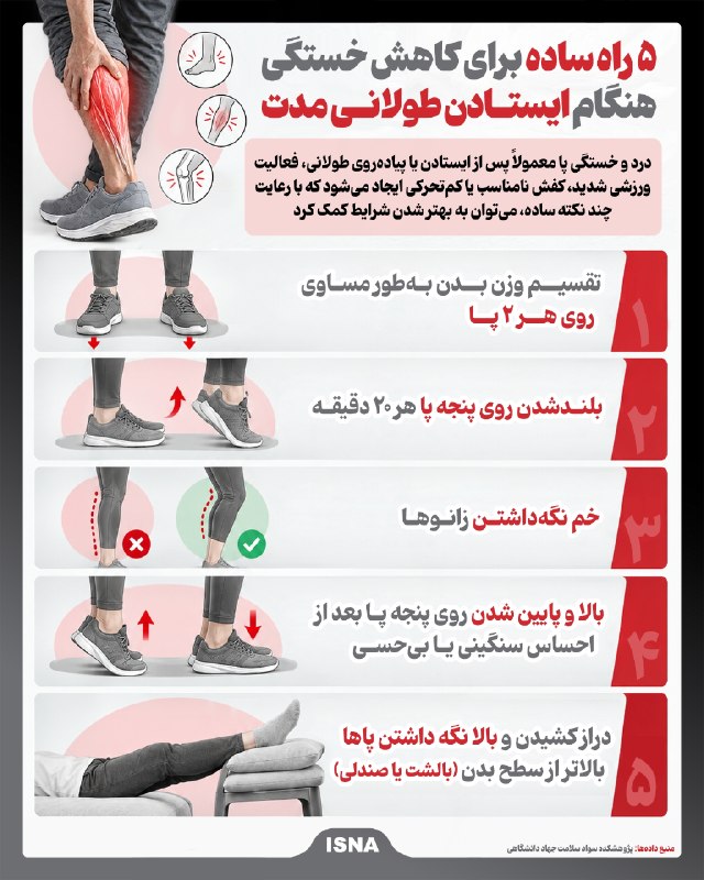 پنج راه ساده برای کاهش خستگی هنگام ایستادن طولانی