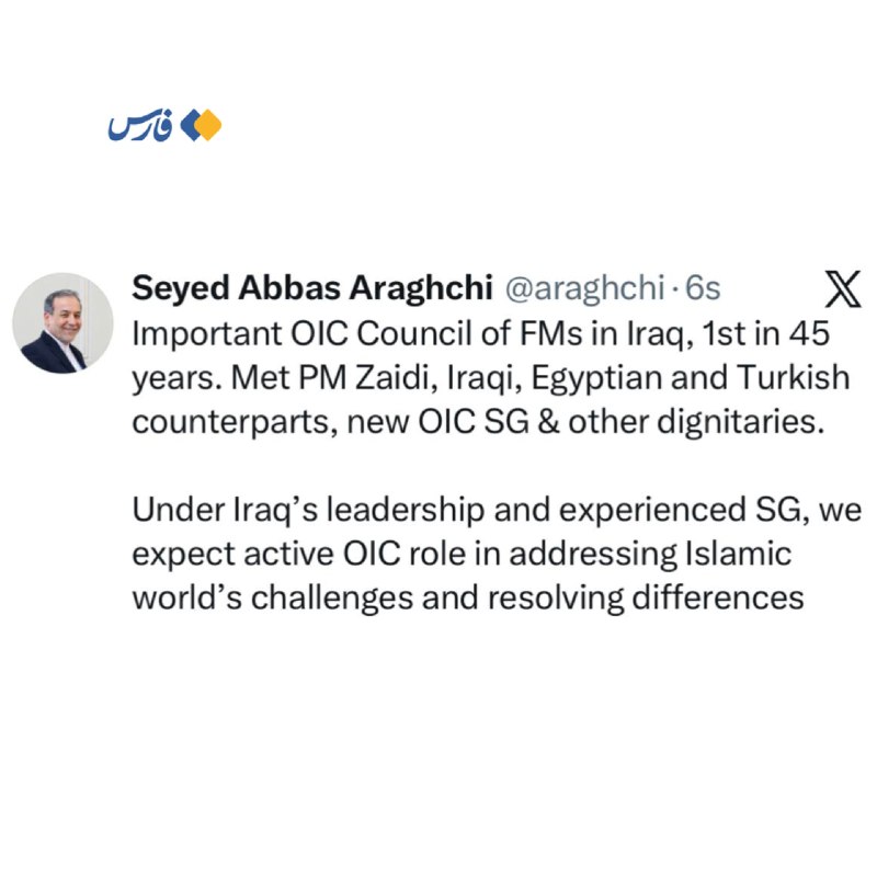 عراقچی: سازمان همکاری اسلامی باید بی‌طرفانه عمل کند