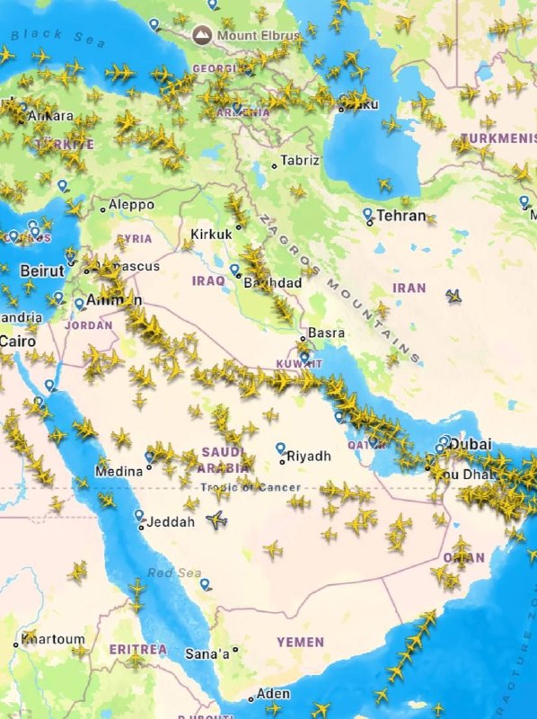 بازگشت ترافیک هوایی خاورمیانه به مسیر عادی
