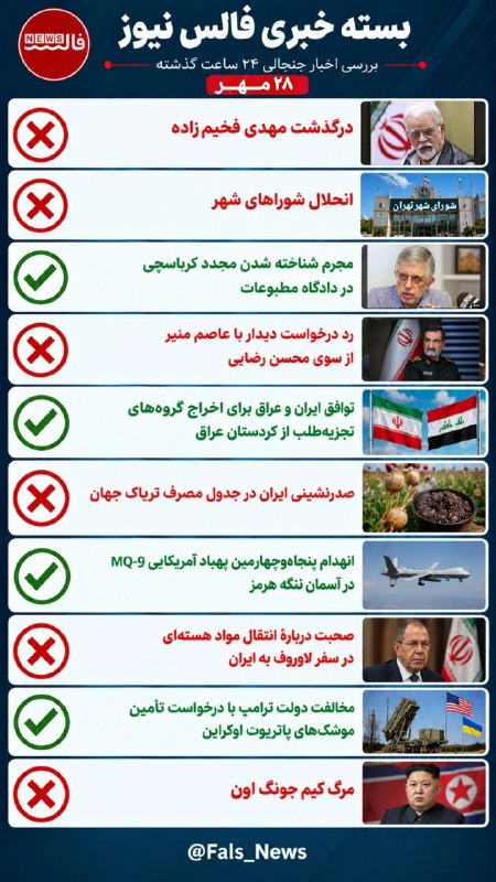 اخبار ۲۸ مهر؛ تفکیک خبر از شایعه